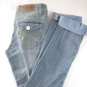 V Blue Rolled Hem Jeans